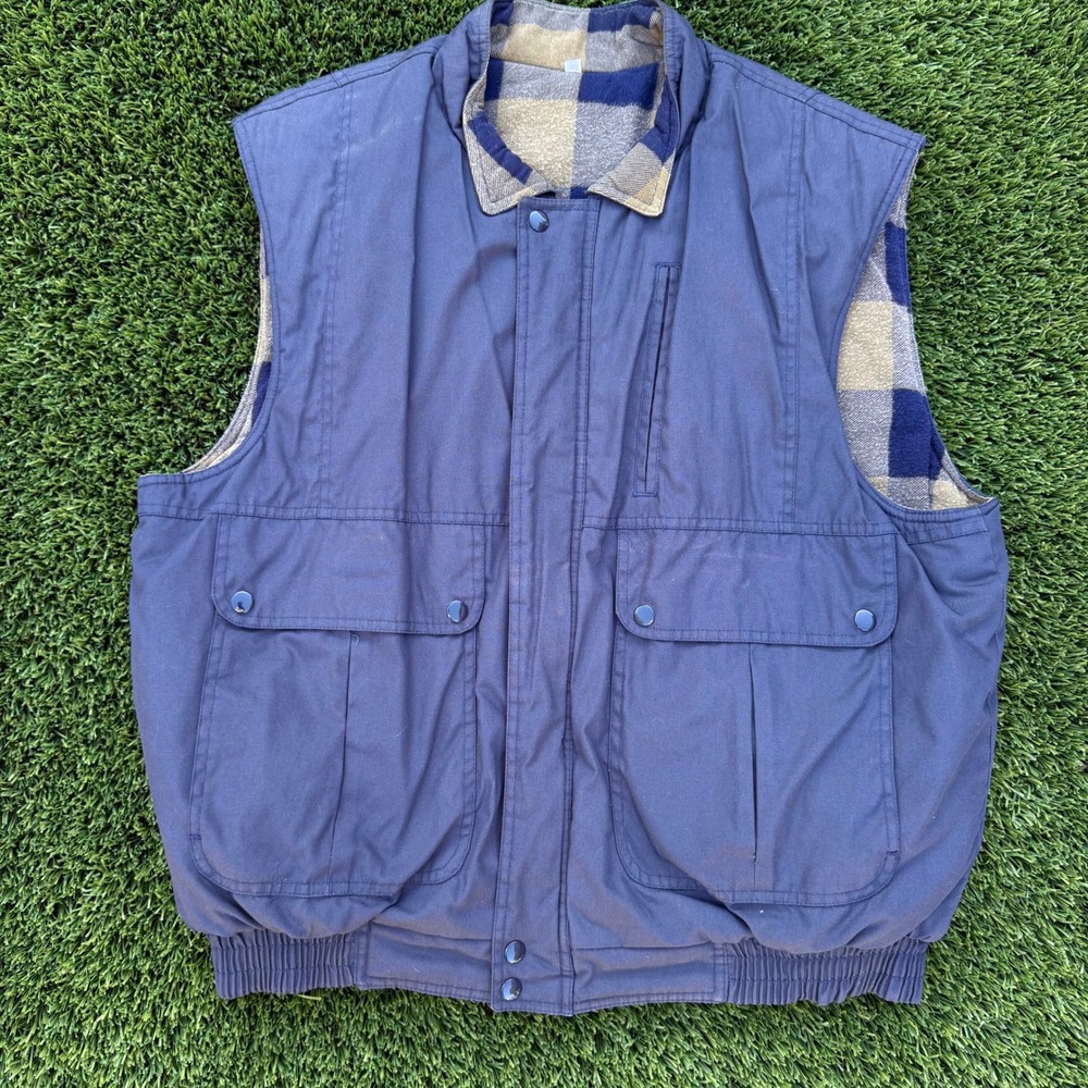 WEEDS Mens Blue Plaid Lined Quilted‎ Vest Size XL